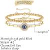 imageDainty Layered Evil Eye Bracelets for Women 14K Gold Filled Adjustable Bead Layering Bracelet Cute CZ Evil Eye Bar Coin Bracelet Gold Layered Paperclip Chain Bracelets for Women JewelryEvil EyeBead