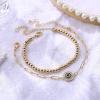 imageDainty Layered Evil Eye Bracelets for Women 14K Gold Filled Adjustable Bead Layering Bracelet Cute CZ Evil Eye Bar Coin Bracelet Gold Layered Paperclip Chain Bracelets for Women JewelryEvil EyeBead