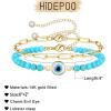 imageDainty Layered Evil Eye Bracelets for Women 14K Gold Filled Adjustable Bead Layering Bracelet Cute CZ Evil Eye Bar Coin Bracelet Gold Layered Paperclip Chain Bracelets for Women JewelryBlue Turquoise Evil EyePaperclip Chain