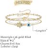 imageDainty Layered Evil Eye Bracelets for Women 14K Gold Filled Adjustable Bead Layering Bracelet Cute CZ Evil Eye Bar Coin Bracelet Gold Layered Paperclip Chain Bracelets for Women JewelryHamsa Hand Evil EyePearls