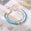 imageDainty Layered Evil Eye Bracelets for Women 14K Gold Filled Adjustable Bead Layering Bracelet Cute CZ Evil Eye Bar Coin Bracelet Gold Layered Paperclip Chain Bracelets for Women JewelryBlue Turquoise Evil EyePaperclip Chain