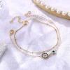 imageDainty Layered Evil Eye Bracelets for Women 14K Gold Filled Adjustable Bead Layering Bracelet Cute CZ Evil Eye Bar Coin Bracelet Gold Layered Paperclip Chain Bracelets for Women JewelryTwo Evil EyeSatellite Chain
