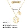 imageGraduation Gifts for Her Women  14K Gold Plated Earth World Map Necklace Graduation Gift College High School Graduation Gifts for Her Disc Letter Graduation Necklace Jewelry for WomenZ