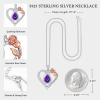 imageHidepoo Gifts for Women Mom Wife  Sterling Silver Rose Heart Birthstone Necklace I Love You Forever Heart Pendant Teardrop Necklace Jewelry Anniversary Birthday Gifts for Women02FebAmethyst