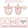 imageHidepoo Unicorn Gifts for Girls Earrings S925 Sterling Silver Post GoldRose GoldWhite Gold Plated CZ Unicorn Stud Earrings Letter Initial Unicorn Earrings for Girls Jewelry Unicorn GiftsRose Gold B
