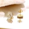 imageInitial Stud Earrings for Girls Tiny S925 Sterling Silver 14K Gold Plated Girls Earrings CZ Hypoallergenic Sensitive Hexagon Alphabet Letter K Stud Earrings for Toddler Kids