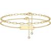 imageAnkle Bracelet for Women Initial Anklet 14K Gold Plated Dainty Adjustable Layered Paper clip Chain Letter Initial Anklets Set Summer Jewelry Gifts Anklets for Women Teen GirlsE