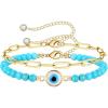Blue Turquoise Evil Eye&Paperclip Chain