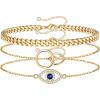 imageDainty Layered Evil Eye Bracelets for Women 14K Gold Filled Adjustable Bead Layering Bracelet Cute CZ Evil Eye Bar Coin Bracelet Gold Layered Paperclip Chain Bracelets for Women JewelryEvil EyeInfinity CircleCuban Chain