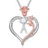 imageHidepoo Gifts for Women  S925 Sterling Silver Rose Love Heart Initial Letter Pendant Necklace Jewelry Mothers Day Valentines Anniversary Birthday Gifts for Her Mom Wife GirlfriendA