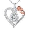 imageHidepoo Gifts for Women Mom Wife  Sterling Silver Rose Heart Birthstone Necklace I Love You Forever Heart Pendant Teardrop Necklace Jewelry Anniversary Birthday Gifts for Women04AprWhite Topaz