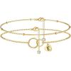 imageInfinity Circles Ankle Bracelets for Women 14K Gold Plated Handmade Dainty Box Chain Layered Anklet for Women Letter Initial Heart Ankle Bracelets for Women Beach Jewelry Gifts