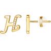 imageInitial Stud Earrings for Girls Women S925 Sterling Silver Post 14K Gold Plated Girls Earrings Hypoallergenic Sensitive Alphabet CZ Letter Stud Earrings for Toddler Kids H Initial Studs