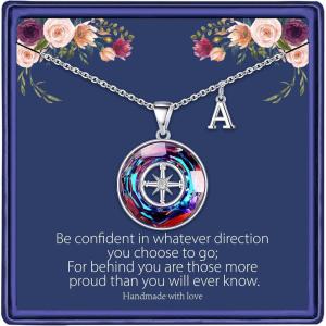 imageGraduation Gifts for Her 14K White Gold Plated Compass Necklace with Colorchanged Crystal Senior 2023 Gifts College Graduation Gifts Graduation Necklaces Class of 2023 Graduation Gifts for Her A