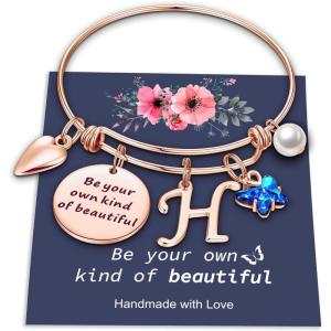 imageHidepoo Butterfly Charm Bracelets for Women Gifts  Rose Gold Initial Bracelet Jewelry for Women Butterfly Bracelets for Women Wife Mom Birthday GiftsH