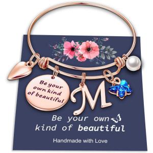imageHidepoo Butterfly Charm Bracelets for Women Gifts  Rose Gold Initial Bracelet Jewelry for Women Butterfly Bracelets for Women Wife Mom Birthday GiftsM