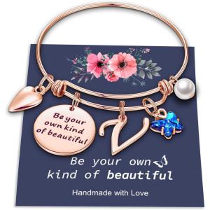 imageHidepoo Butterfly Charm Bracelets for Women Gifts  Rose Gold Initial Bracelet Jewelry for Women Butterfly Bracelets for Women Wife Mom Birthday GiftsV