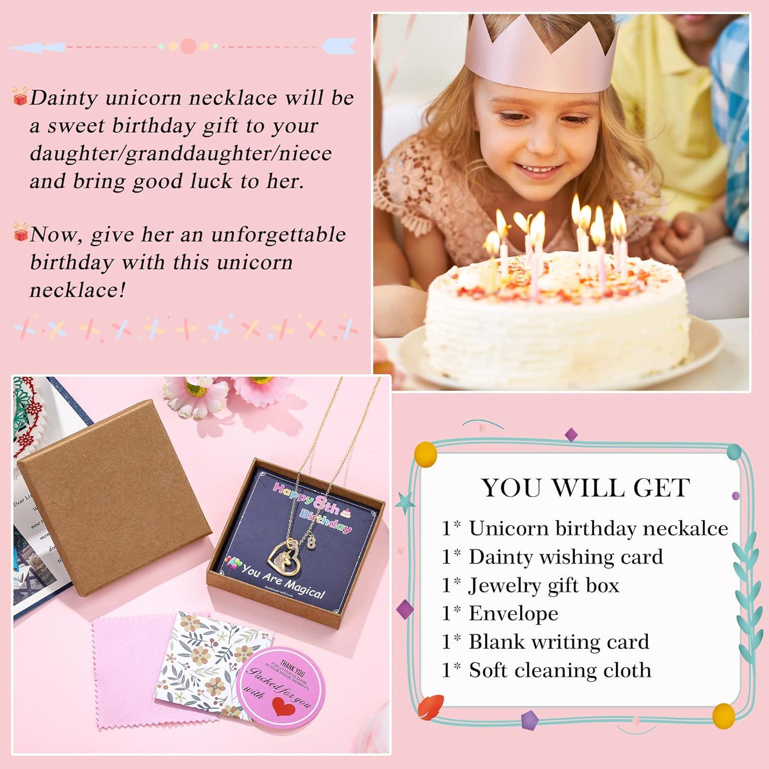 imageHidepoo Birthday Unicorns Gifts for Girls  14K Gold Plated Unicorn Necklace Birthday Gifts for 316 Year Old Girl Colorful CZ Heart Pendant Unicorn Necklace for Girls Gifts Jewelry10th