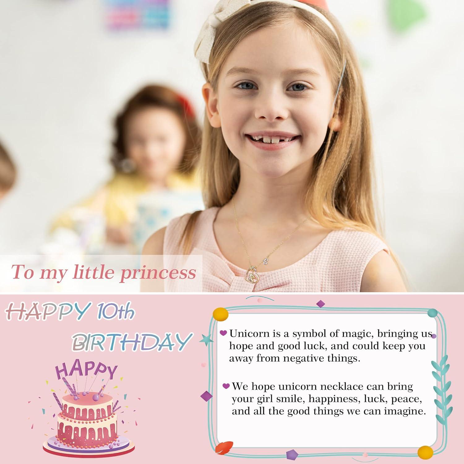 imageHidepoo Birthday Unicorns Gifts for Girls  14K Gold Plated Unicorn Necklace Birthday Gifts for 316 Year Old Girl Colorful CZ Heart Pendant Unicorn Necklace for Girls Gifts Jewelry10th
