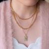 imageGold Layered Initial Necklaces for Women 14K Gold Plated Paperclip Cuban Chain Choker Necklace Layering Box Chain Square Capital AZ Letter Necklace Layered Necklaces for Women Men Gold Jewelry