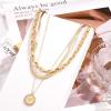 imageHidepoo Gold Layered Necklaces for Women 14K Gold Plated Dainty Coin Pendant Choker Necklace Herringbone Snake Necklace Paperclip Chain Layered Necklaces for Women Jewelry Gifts3 Layer Box ChainSnake ChainCoin