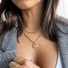 imageHidepoo Gold Layered Necklaces for Women 14K Gold Plated Dainty Coin Pendant Choker Necklace Herringbone Snake Necklace Paperclip Chain Layered Necklaces for Women Jewelry Gifts2 Layer Link ChainMoon Star Coin