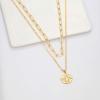 imageHidepoo Gold Layered Necklaces for Women 14K Gold Plated Dainty Coin Pendant Choker Necklace Herringbone Snake Necklace Paperclip Chain Layered Necklaces for Women Jewelry Gifts2 LayerLink ChainBee