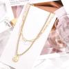 imageHidepoo Gold Layered Necklaces for Women 14K Gold Plated Dainty Coin Pendant Choker Necklace Herringbone Snake Necklace Paperclip Chain Layered Necklaces for Women Jewelry Gifts2 Layer Link ChainMoon Star Coin
