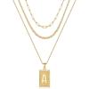imageGold Layered Initial Necklaces for Women 14K Gold Plated Paperclip Cuban Chain Choker Necklace Layering Box Chain Square Capital AZ Letter Necklace Layered Necklaces for Women Men Gold Jewelry
