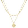 imageHidepoo Gold Layered Necklaces for Women 14K Gold Plated Dainty Coin Pendant Choker Necklace Herringbone Snake Necklace Paperclip Chain Layered Necklaces for Women Jewelry Gifts2 LayerLink ChainBee