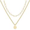 imageHidepoo Gold Layered Necklaces for Women 14K Gold Plated Dainty Coin Pendant Choker Necklace Herringbone Snake Necklace Paperclip Chain Layered Necklaces for Women Jewelry Gifts2 Layer Link ChainMoon Star Coin