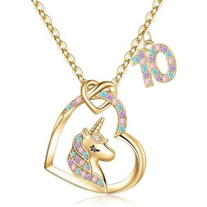 imageHidepoo Birthday Unicorns Gifts for Girls  14K Gold Plated Unicorn Necklace Birthday Gifts for 316 Year Old Girl Colorful CZ Heart Pendant Unicorn Necklace for Girls Gifts Jewelry10th