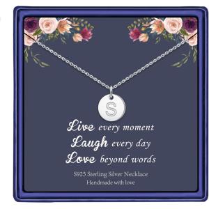 imageHidepoo Disc Initial Necklace Gifts for Girls 14K Gold FilledRose GoldS925 Sterling Silver Disc Initial Necklaces Tiny Initial Necklace Jewelry for Girls Teen Girls Birthday GiftsS925 Sterling Silver