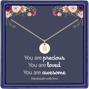 imageHidepoo Disc Initial Necklace Gifts for Girls 14K Gold FilledRose GoldS925 Sterling Silver Disc Initial Necklaces Tiny Initial Necklace Jewelry for Girls Teen Girls Birthday GiftsGold