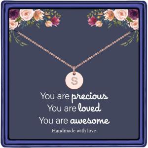imageHidepoo Disc Initial Necklace Gifts for Girls 14K Gold FilledRose GoldS925 Sterling Silver Disc Initial Necklaces Tiny Initial Necklace Jewelry for Girls Teen Girls Birthday GiftsRose Gold