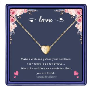imageHidepoo Heart Initial Necklaces Gifts for Girls 14K Gold Filled Heart Pendant Necklace Tiny Initial Heart Necklaces for Girls Jewelry Birthday Gifts for Girls Initial NecklaceH