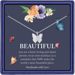 imageHidepoo Initial Butterfly Necklace for Girls Gifts 14K GoldSilverRose Gold Filled Dainty Butterfly Pendant Choker Necklace Initial Butterfly Necklace Birthday Gifts for GirlsSilver