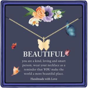 imageHidepoo Initial Butterfly Necklace for Girls Gifts 14K GoldSilverRose Gold Filled Dainty Butterfly Pendant Choker Necklace Initial Butterfly Necklace Birthday Gifts for GirlsGold