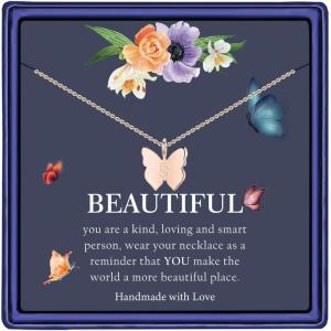 imageHidepoo Initial Butterfly Necklace for Girls Gifts 14K GoldSilverRose Gold Filled Dainty Butterfly Pendant Choker Necklace Initial Butterfly Necklace Birthday Gifts for GirlsRose Gold