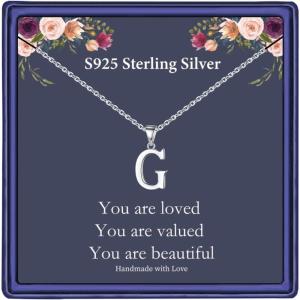 imageHidepoo S925 Sterling Silver Initial Necklaces for Girls Women Dainty Sterling Silver Initial Necklace for Women Girls Jewelry Birthday Gifts for Women GirlsG