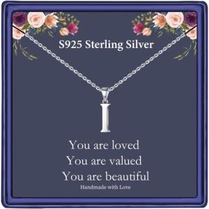 imageHidepoo S925 Sterling Silver Initial Necklaces for Girls Women Dainty Sterling Silver Initial Necklace for Women Girls Jewelry Birthday Gifts for Women GirlsI