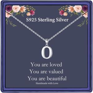 imageHidepoo S925 Sterling Silver Initial Necklaces for Girls Women Dainty Sterling Silver Initial Necklace for Women Girls Jewelry Birthday Gifts for Women GirlsO