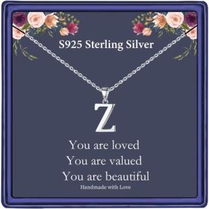 imageHidepoo S925 Sterling Silver Initial Necklaces for Girls Women Dainty Sterling Silver Initial Necklace for Women Girls Jewelry Birthday Gifts for Women GirlsZ