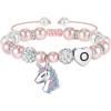 imageHidepoo Unicorn Bracelet Gifts for Girls  Pink Pearl and Rhinestone Balls Heart Initial Unicorn Bracelets Jewelry Unicorn Gifts CZ Unicorn Bracelet Birthday Gifts for GirlsO