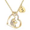 imageHidepoo Unicorn Necklace Gifts for Girls 14K GoldRose GoldWhite Gold Plated Colorful CZ Heart Unicorn Necklace Jewelry Initial Unicorn Necklace Birthday Unicorn GiftsGold