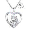 imageHidepoo Unicorn Necklace for Girls Gifts  14K White Gold Plated CZ Heart Pendant Unicorn Necklace Gifts Jewelry Letter Initial Unicorn Necklaces Unicorns Gifts Birthday Gifts for Girls Teen GirlsE