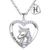 imageHidepoo Unicorn Necklace for Girls Gifts  14K White Gold Plated CZ Heart Pendant Unicorn Necklace Gifts Jewelry Letter Initial Unicorn Necklaces Unicorns Gifts Birthday Gifts for Girls Teen GirlsH
