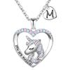 imageHidepoo Unicorn Necklace for Girls Gifts  14K White Gold Plated CZ Heart Pendant Unicorn Necklace Gifts Jewelry Letter Initial Unicorn Necklaces Unicorns Gifts Birthday Gifts for Girls Teen GirlsM