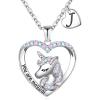 imageHidepoo Unicorn Necklace for Girls Gifts  14K White Gold Plated CZ Heart Pendant Unicorn Necklace Gifts Jewelry Letter Initial Unicorn Necklaces Unicorns Gifts Birthday Gifts for Girls Teen GirlsJ
