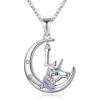 imageHidepoo Unicorns Gifts  14K WhiteRose GoldGold Plated Crescent Moon Pendant Unicorn Necklaces Colorful CZ Initial Unicorn Necklace Jewelry Birthday Gifts Unicorn Gifts for WomenSilverL